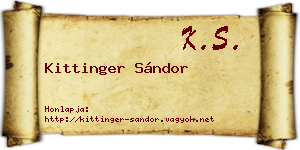 Kittinger Sándor névjegykártya